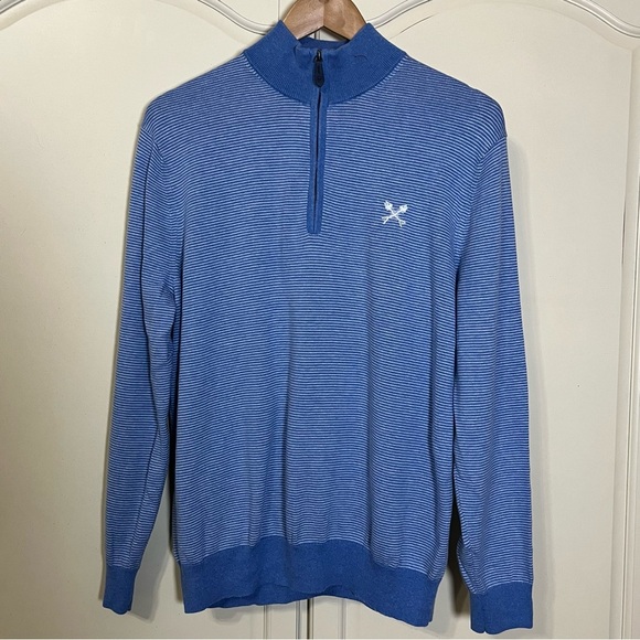Vineyard Vines Mens Fish Bones Thaxter Cashmere Blend Quarter Zip Blue Sz Large - Picture 7 of 7